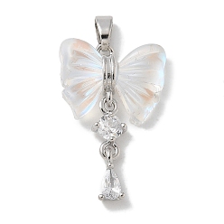 Прозрачный Подвески из платиновой стойки с покрытием из латуни, cmолой, долговечный, без свинца и без кадмия, бантом, разноцветные, прозрачные, 26x16.5x5 мм, отверстие : 4x2.5 мм