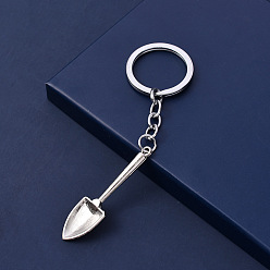 Platinum Alloy Pendant Keychain, with Key Rings, Shovel, Platinum, 5.5~6.5cm