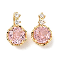 Фламинго Латунные микро проложить кубического циркония раз за застежками, плоско-круглые, реальный 18 k позолоченный, фламинго, 17x10x8 мм, отверстие : 5x4 мм