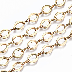 Real 16K Gold Plated Brass Chains, Oval Link Chains, Unwelded, with Spool, Real 16K Gold Plated, Oval: 9.5x7.5x1.3mm, Link: 7.6x1.4x3mm, about 16.4 Feet(5m)/roll