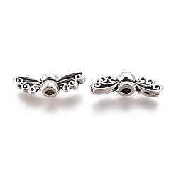 Antique Silver Tibetan Style Alloy Beads, Wing, Cadmium Free & Nickel Free & Lead Free, Antique Silver, 4.3x14x3.5mm, Hole: 1.8mm