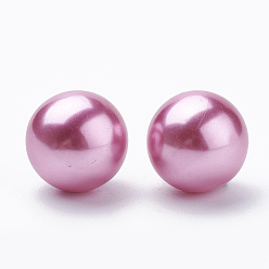 Orchid Eco-Friendly Plastic Imitation Pearl Beads, High Luster, Grade A, Round, Orchid, 40mm, Hole: 3.8mm