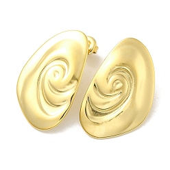 Real 14K Gold Plated Ion Plating(IP) 304 Stainless Steel Stud Earrings, Shell Shape, Real 14K Gold Plated, 31x19mm