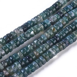 Moss Agate Natural Moss Agate Beads Strands, Flat Round/Disc, 4.5~5x2~2.5mm, Hole: 0.6mm, about 171pcs/strand, 15.35 inch~15.55 inch(39~39.5cm)