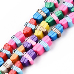 Colorful Handmade Polymer Clay Beads Strands, Dragonfly, Colorful, 5~8.5x9~11.5x4.5~5mm, Hole: 1.2~1.6mm, about 40pcs/strand, 16.54 inc(42cm)