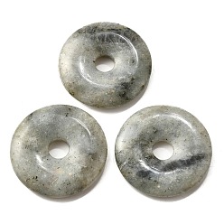 Лабрадорита Природные подвески лабрадорита, пончик / пи-диск, ширина пончика: 15.5~16 мм, 39~40x6~7 мм, отверстие : 8 мм