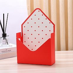 Red Paper Bouquet Storage Box, Folding Carton Flower Gift Box, Rectangle, Red, 23x8x35cm