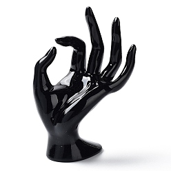 Noir Présentoirs en plastique pour bagues à main, support organisateur de bijoux pour le stockage des bagues, noir, 9.3x5x16.5 cm