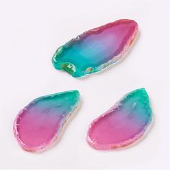 Colorful Natural Slice Agate Cabochons, Nuggets, Dyed, Two Tone, Colorful, 48~78x28~50x4.5~6mm