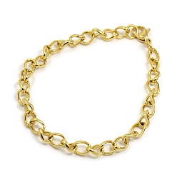 Golden Fashionable 304 Stainless Steel Side Twisted Chain Bracelets, with Lobster Claw ClaspsFashionable 304 Stainless Steel Side Twisted Chain Bracelets, with Lobster Claw Clasps, Golden, 7/8 inch(22cm)