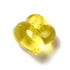 Yellow Transparent Acrylic Pendants, Asymmetrical Heart Charm, Yellow, 15.5x14x9.5mm, Hole: 3mm, about 610pcs/500g