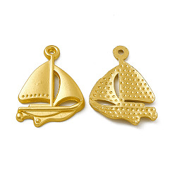Matte Gold Color Rack Plating Alloy Pendants, Cadmium Free & Nickel Free & Lead Free, Sailing Boat Charm, Matte Gold Color, 23.5x17x2mm, Hole: 1mm