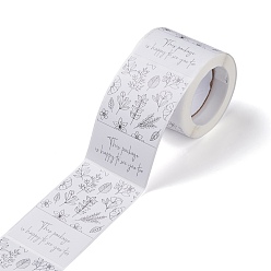 Flower Coated Paper Sealing Stickers, Rectangle with Word, for Gift Packaging Sealing Tape, Floral Pattern, 80x50mm, 150pcs/roll