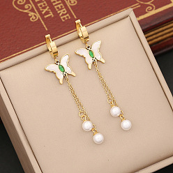 Earring 2#1 Fashionable Butterfly Tassel Pendant Stainless Steel Necklace for Women N1122