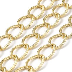 Golden Oxidation Aluminum Textured Curb Chains, Unwelded, with Spool, Golden, 24x18.5x2.5mm, about 49.21 Feet(15m)/Roll