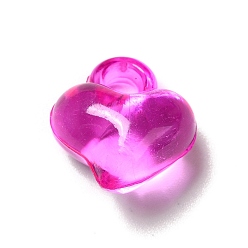 Magenta Transparent Acrylic Pendants, Asymmetrical Heart Charm, Magenta, 15.5x14x9.5mm, Hole: 3mm, about 610pcs/500g