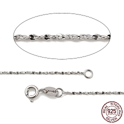 Platinum Trendy Rhodium Plated 925 Sterling Silver Chain Necklaces, with Spring Ring Clasps, Thin Chain, Platinum, 18 inch, 1mm