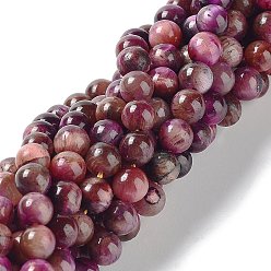 Orchid Natural Rainbow Tiger Eye Beads Strands, Dyed, Round, Orchid, 6mm, Hole: 1mm, about 62~63pcs/strand, 15.20''~15.59''(38.6~39.6cm)