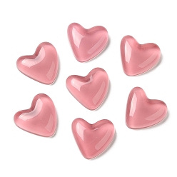 Pink Translucent Resin Cabochons, Heart, Pink, 24x25.5x8mm