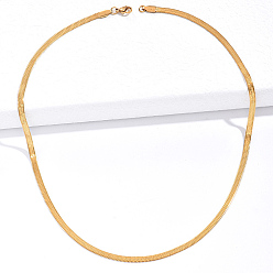 Golden Stainless Steel Herringbone Chain Necklace for Women, Golden, 17-3/4 inch(45cm)