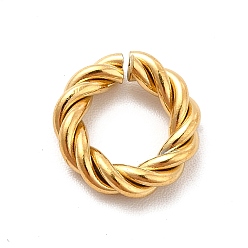 Real 18K Gold Plated Ion Plating(IP) 304 Stainless Steel Open Jump Rings, Twist Round Ring, Real 18K Gold Plated, 9 Gauge, 11x3mm, Inner Diameter: 6mm