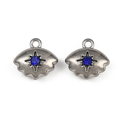 Кобальт 304 прелести нержавеющей стали, со стразами, очарование глаз, кобальт, 11.5x12x5 мм, отверстие : 1.6 мм