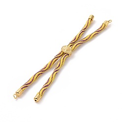 Gold Nylon Cord Silder Bracelets, for Connector Charm Bracelet Making, with Rack Plating Golden Brass Findings, Long-Lasting Plated, Cadmium Free & Lead Free, Gold, 8-5/8~9-1/8x1/8 inch(22~23x0.3cm), Hole: 2mm