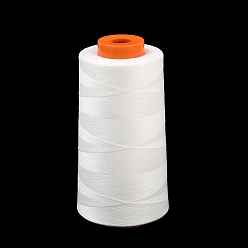White Polyester Machine Embroidery Threads, Sewing Thread, White, 0.1mm, about 5000.00 Yards(4572m)/Roll