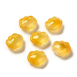Gold Transparent Glass Beads, Lock, Gold, 14x16x7mm, Hole: 1.2mm