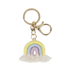 #3 Nordic style small rainbow pendant handmade cotton thread weaving key chain tassel bag car ornament female