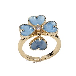 06 18K Gold Plated Colorful Oil Drop Heart Flower Design Ring - European and American Style