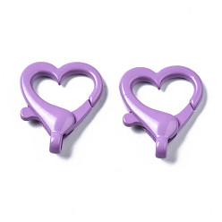 Средний Фиолетовый Застежки-клешни из экологически чистого сплава, окрашенные распылением, без кадмия, без никеля и без свинца, сердце, средне фиолетовый, 26x22x5.5 мм, отверстие : 2 мм