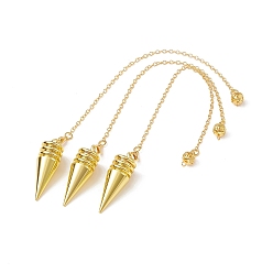 Golden Brass Cone Dowsing Pendulum Pendants, with Cable Chain & Lobster Claw Clasps, Golden, 225mm, Hole: 1.7mm