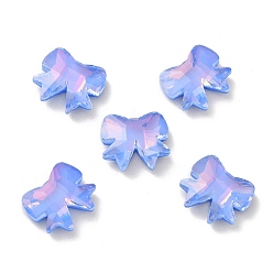 Sapphire Mocha Style K9 Glass Rhinestone Cabochons, Flat Back & Back Plated, Faceted, Bowknot, Sapphire, 10.5x12x4mm