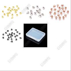 Couleur Mélangete 60pcs 4 couleurs perles à écraser en laiton, plaqué longue durée, colonne, couleur mixte, 4x3x2~2.5mm, Trou: 1mm, 15 pcs / couleur