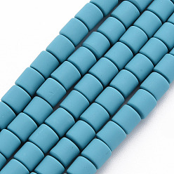 Steel Blue Polymer Clay Bead Strands, Column, Steel Blue, 5~7x6mm, Hole: 1.5~2mm, about 61~69pcs/strand, 15.74 inch