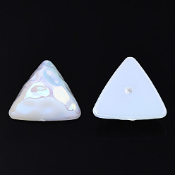 Creamy White Electroplated ABS Plastic Imitation Pearl Beads, Triangle, Half Drilled, Creamy White, 18x19x9mm, Half Hole: 1.2mm