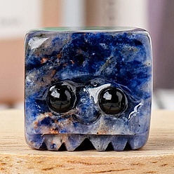 Sodalite Natural Sodalite Carved Healing Cube Figurines, Reiki Energy Stone Display Decorations, 15~20mm