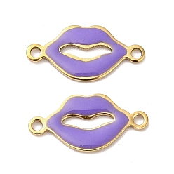 Темная Орхидея 304 эмалированные подвески из нержавеющей стали, губы ссылки, ионное покрытие (ip), золотые, темные орхидеи, 9.5x19x1 мм, отверстие : 1.5 мм