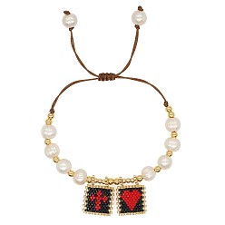 ZZ-B230001A Bohemian Style Single Color Beaded Love Cross Freshwater Pearl Bracelet for Women