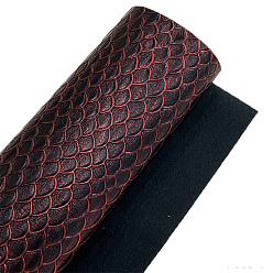 Dark Red Embossed Fish Scales Pattern Imitation Leather Fabric, for DIY Leather Crafts, Bags Making Accessories, Dark Red, 30x135cm