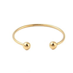 Золотой Ионное покрытие (ip) 304 Изготовление браслетов в европейском стиле из нержавеющей стали, манжеты браслеты, заканчиваются съемными круглыми бусинами, золотые, внутренний диаметр: 2-3/8~2-1/2 дюйм (6~6.5 см)