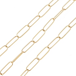 Golden 304 Stainless Steel Paperclip Chains, Unwelded, with Spool, Golden, 20.5x7x1mm, about 32.81 Feet(10m)/Roll