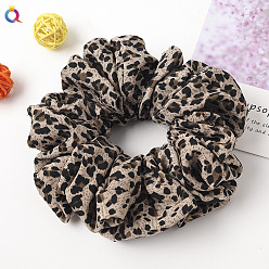 C189 Oversized - Leopard Khaki Vintage French Retro Bow Hairband - Solid Color Satin Hair Tie