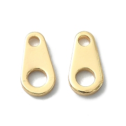 Real 18K Gold Plated Brass Chain Tabs, Chain Extender Connectors, Real 18K Gold Plated, 7x3mm, Hole: 1.5mm and 0.5mm