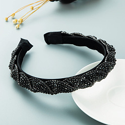 black Vintage Colorful Rhinestone Claw Chain Cross Wrap Headband - Elegant Dance Party Headpiece.