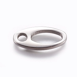 Stainless Steel Color 304 Stainless Steel Chain Tabs, Chain Extender Connectors, Oval, Stainless Steel Color, 18x9x2mm, Hole: 3mm and 5x10mm