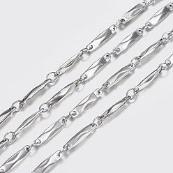 Stainless Steel Color 304 Stainless Steel Chains, Bar Link Chains, Soldered, Stainless Steel Color, 11x2.5x2mm