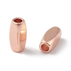 Rose Gold Rack Plating Brass Beads, Cadmium Free & Lead Free, Long-Lasting Plated, Barrel, Rose Gold, 8.5x3mm, Hole: 1.6mm