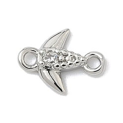 Прозрачный Подвески-рыбки с латунным паве из кубического циркония, без кадмия и без свинца, долговечный, стойки покрытие, платина, прозрачные, 8x6.5x1.5 мм, Отверстие : 0.8 мм & 1 мм